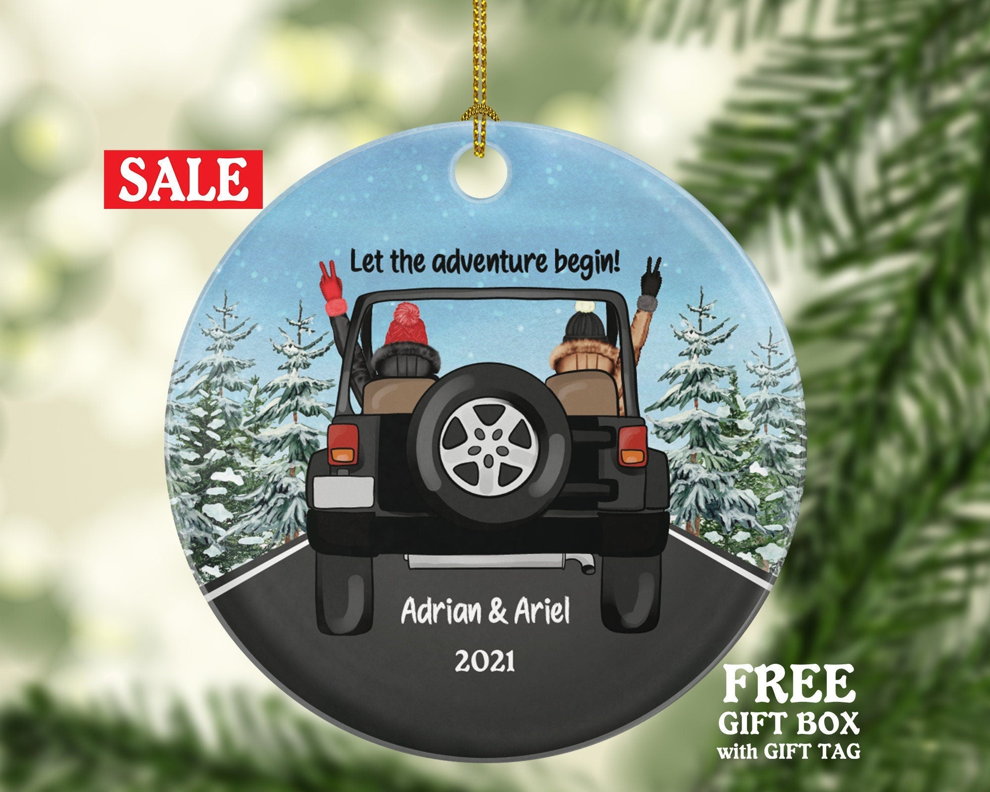Car Driving Friends Christmas Ornament - Traveled Together First Trip Female Girl Soul Sisters Personalized New Car Gift for SUV Adventure
