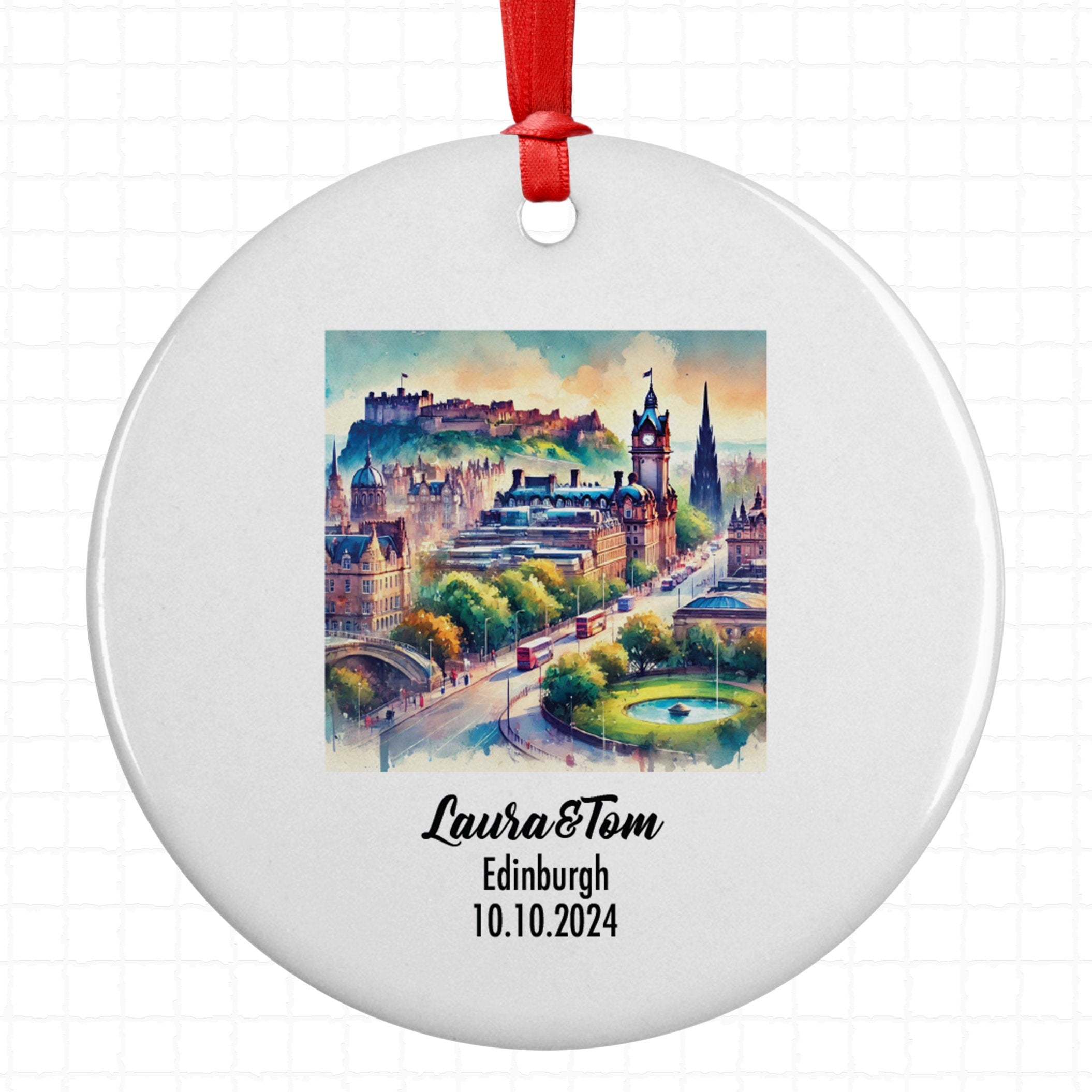 Edinburgh, Scotland, UK, Ornament, Engagement, Married, Travel, Gift for Engaged Couple, Engagement Gift, Trip, Vacation Souvenir