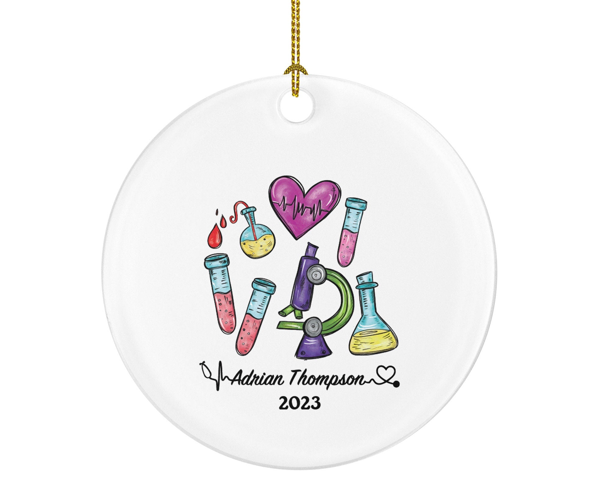 Laboratory Technician Christmas Ornament Personalized - Phlebotomist Gift, Healthcare Worker Essential Employee Appreciation, Hospital