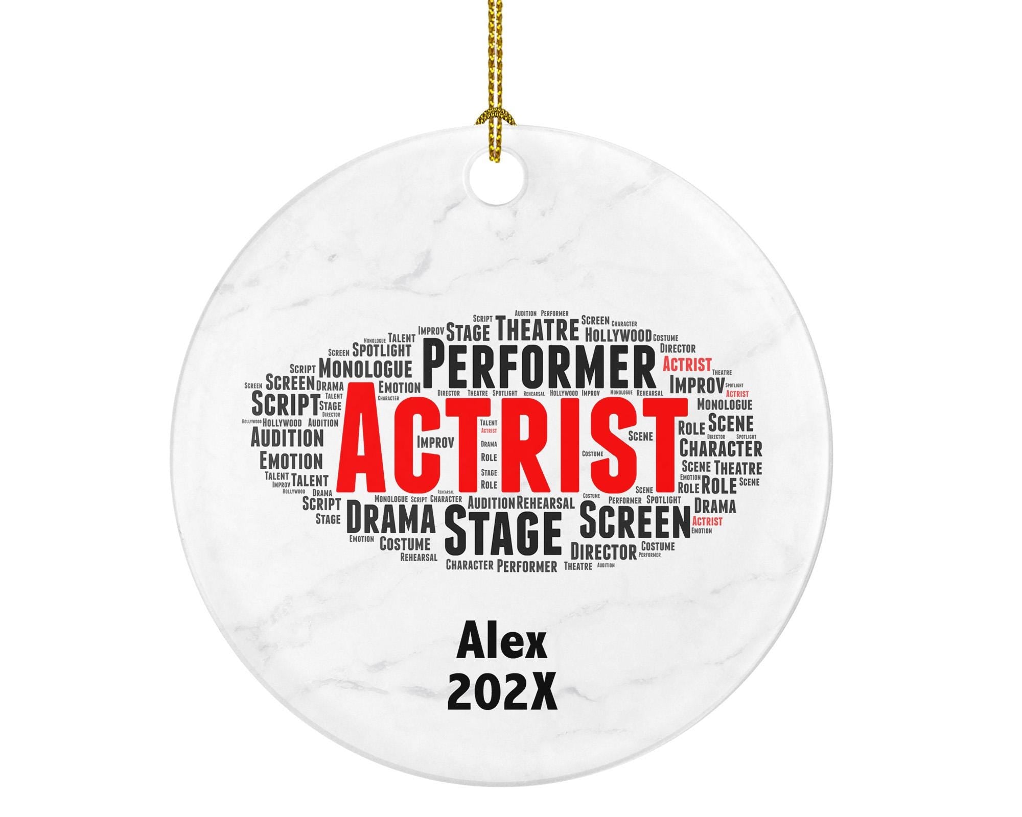 Personalized Actress Christmas Ornament – Theatre and Drama Gift – Stage Performer Ornament – Custom Actress Holiday Keepsake