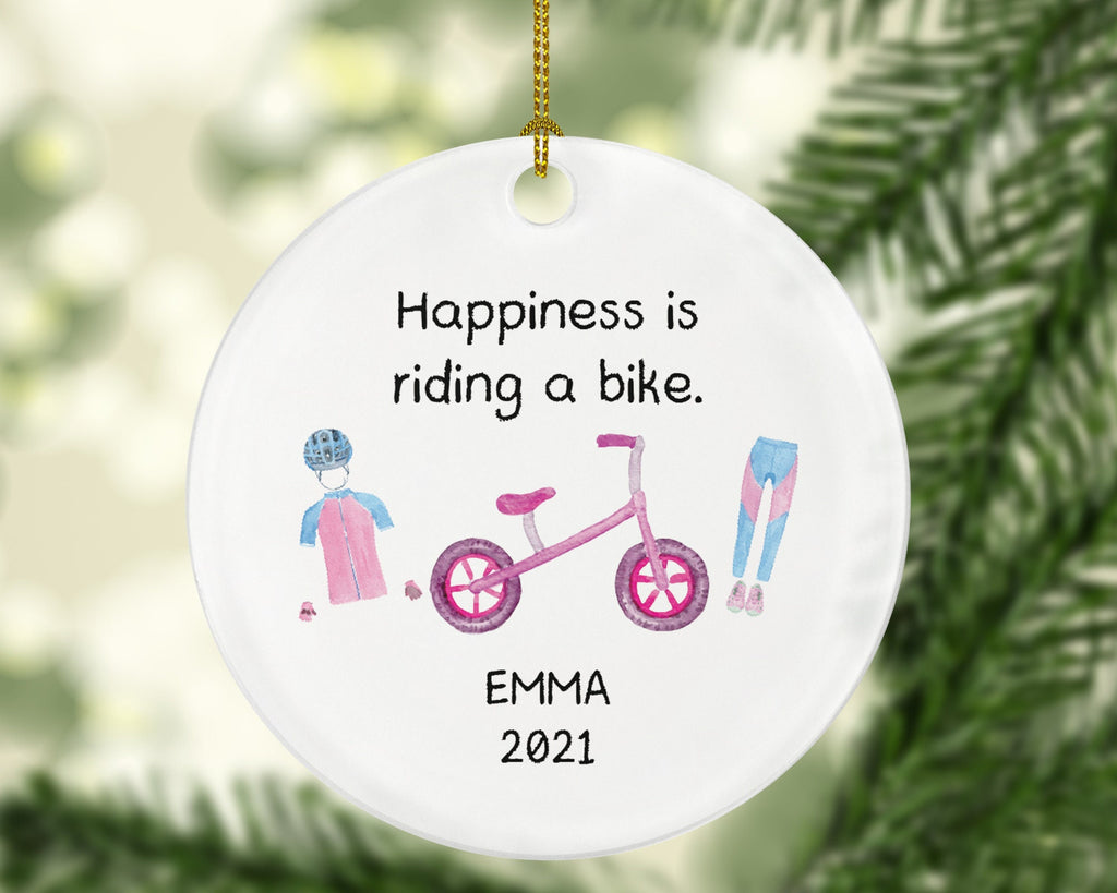 Riding Bicycle Personalized Christmas Ornament - Cyclist Riding Bike Girl Boy Female Male Cycling Gift