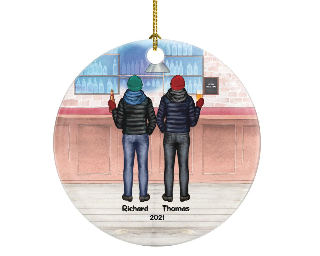 Friendship Ornament: Beer Drinking Buddy (Personalized Ceramic, Gift Box)