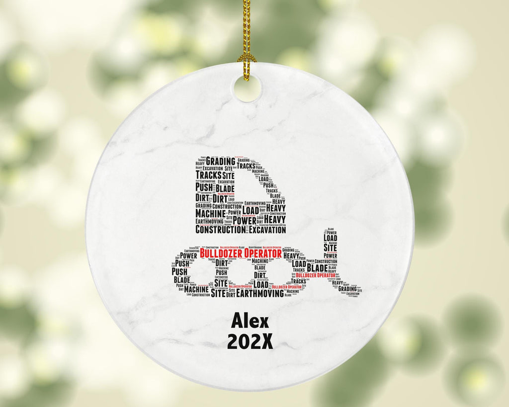 Personalized Bulldozer Operator Christmas Ornament – Custom Construction Gift – Heavy Equipment Operator Ornament Keepsake