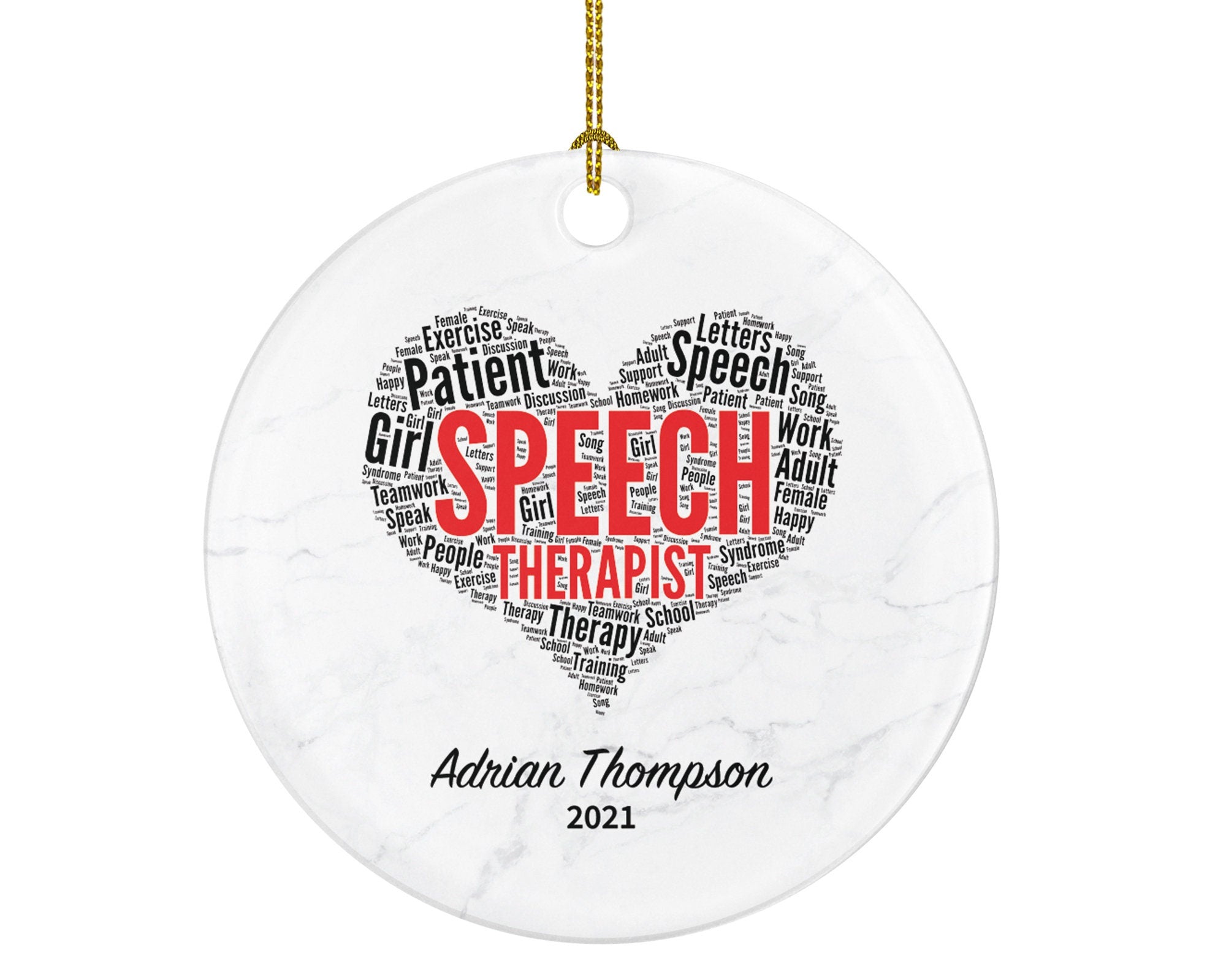 Speech Therapist Christmas Ornament Personalized - Gift for Speech Therapist Therapy - Custom Name Year