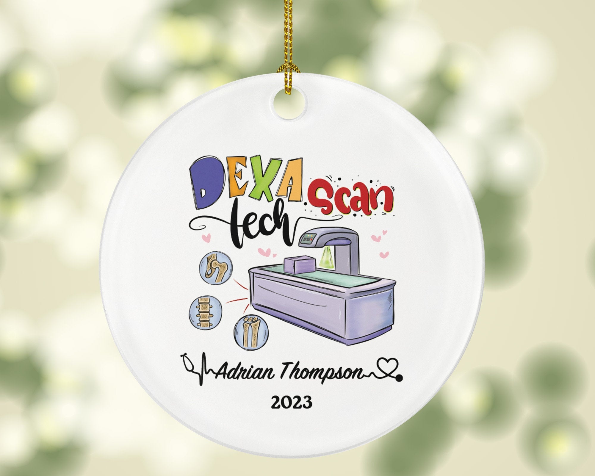 Dexa Scan Tech Christmas Ornament Personalized - Bone Density Scanner Tech Radiologic Scan Health Worker Gift