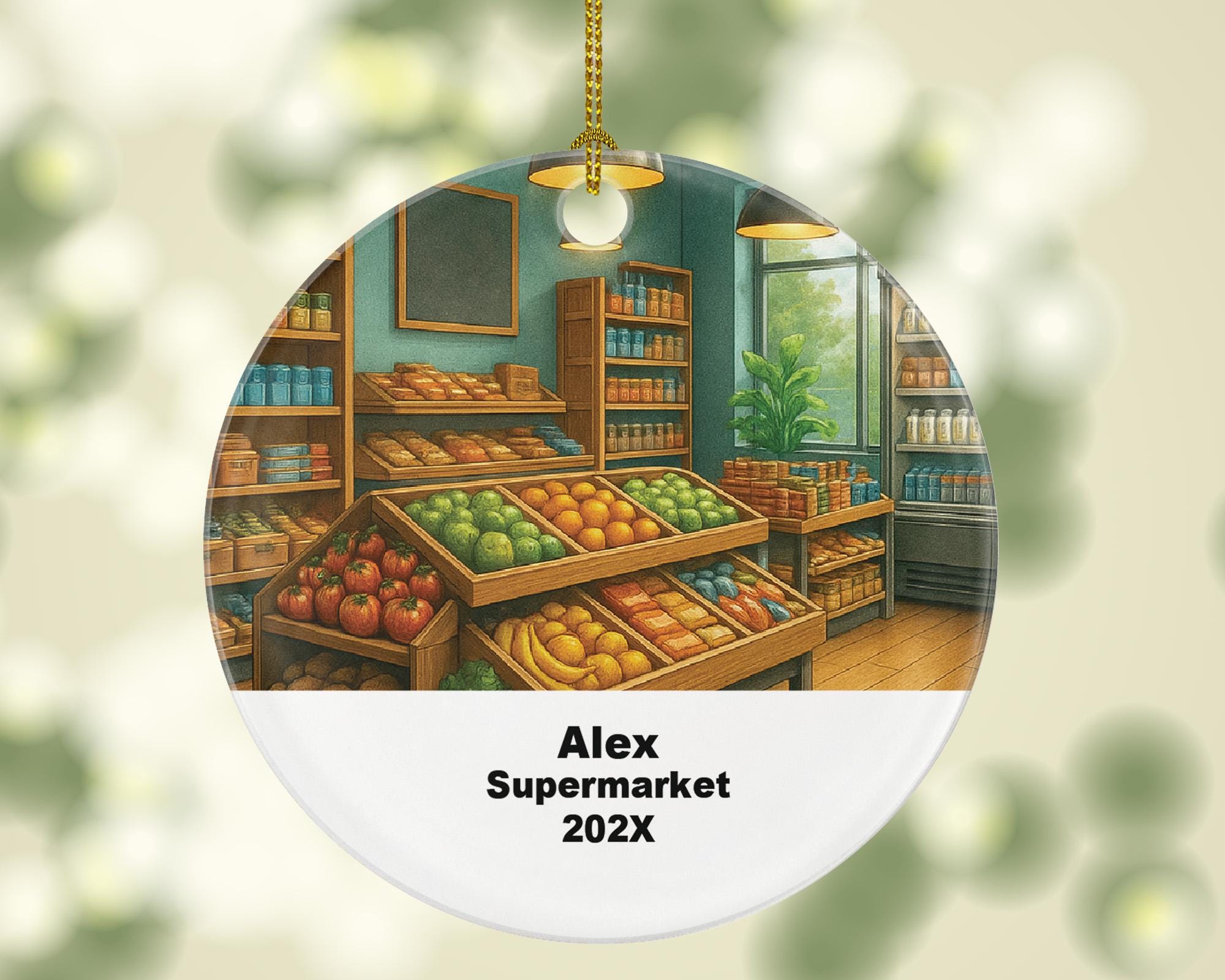 Personalized Supermarket Ornament – Custom Gift for Grocery Store Owners & Managers – 202X Holiday Keepsake