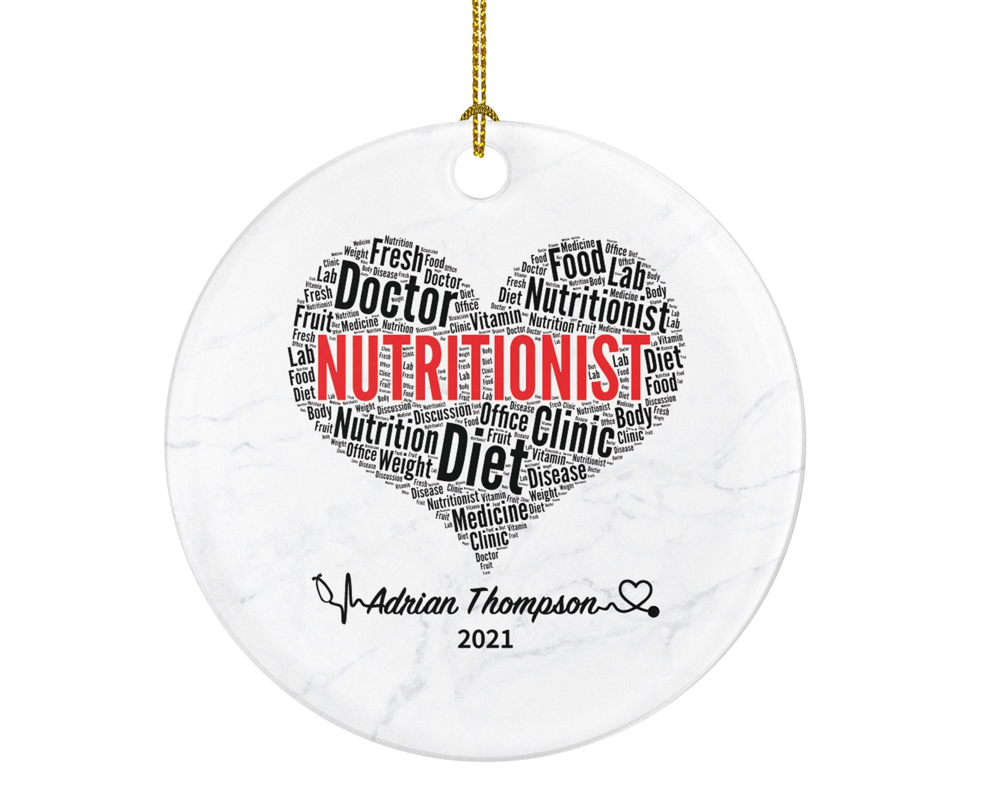 Nutritionist Christmas Ornament Personalized Gift -  Custom Name Year
