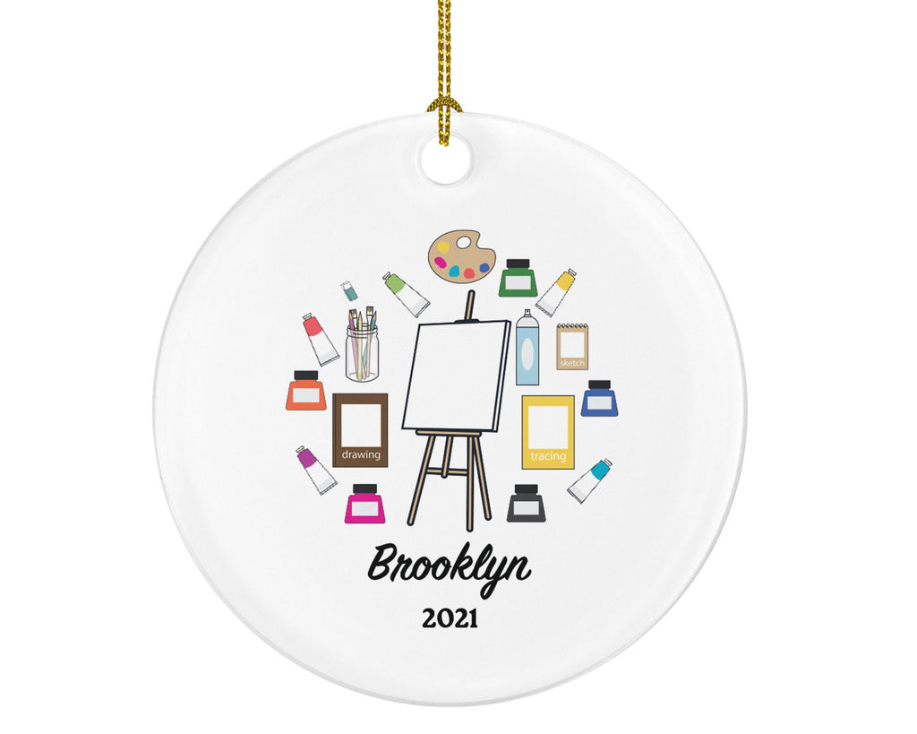 Artist Personalized Ornament, Christmas Art Lover,  Art Teacher, Xmas Artist Drawing Painting Art Craft Custom Gift