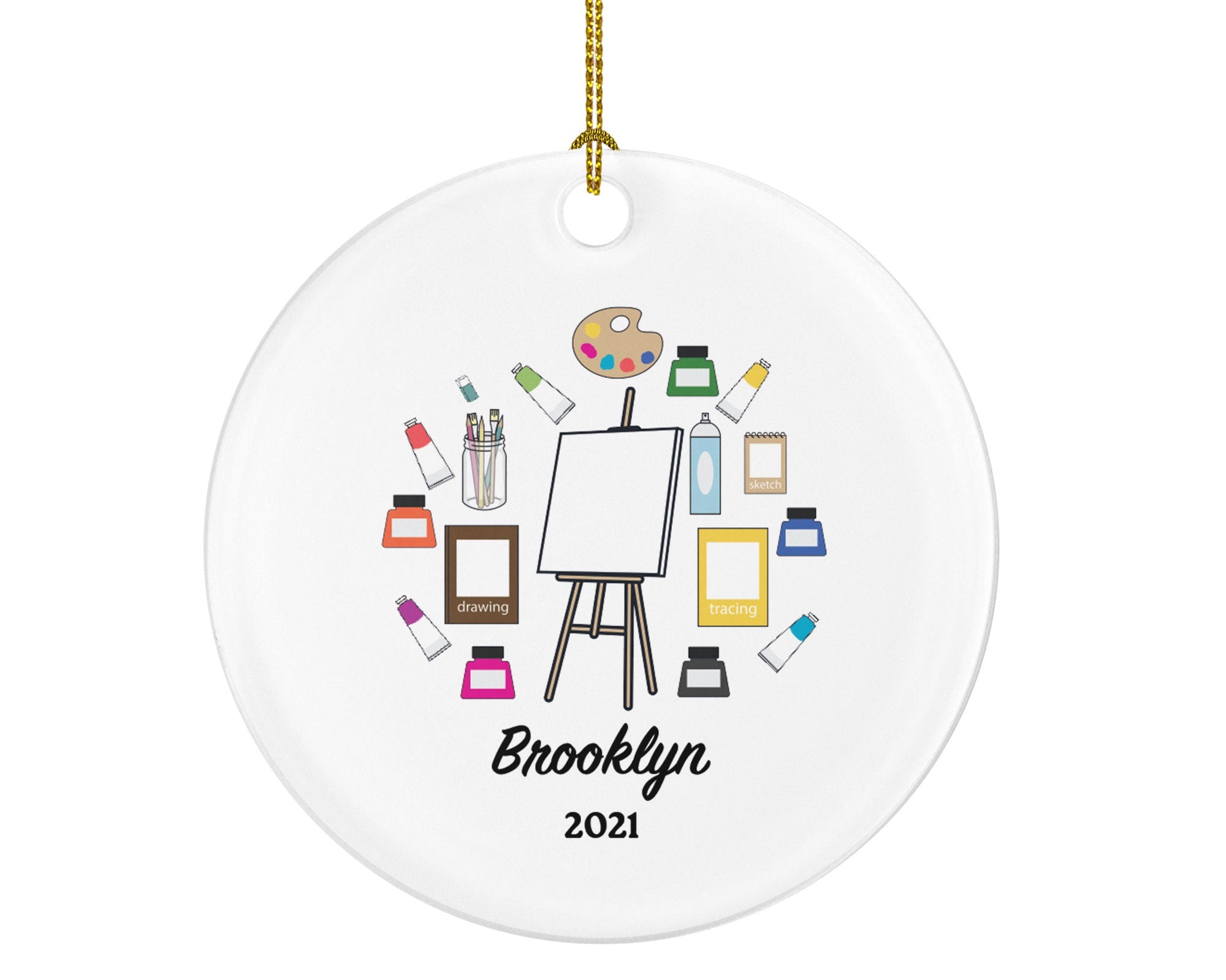 Artist Personalized Ornament, Christmas Art Lover,  Art Teacher, Xmas Artist Drawing Painting Art Craft Custom Gift