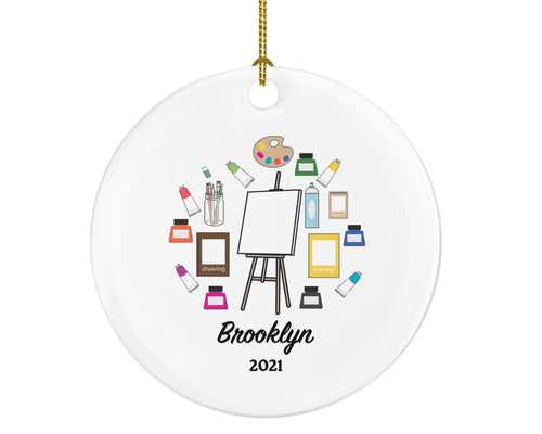 Artist Personalized Ornament, Christmas Art Lover,  Art Teacher, Xmas Artist Drawing Painting Art Craft Custom Gift