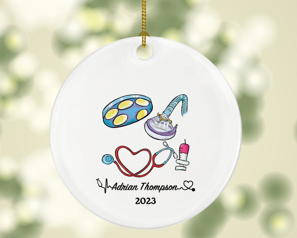 Surgeon Doctor Christmas Ornament Personalized - Surgery Medical Dr Anesthesiologists Gift for MD - Custom Name Year