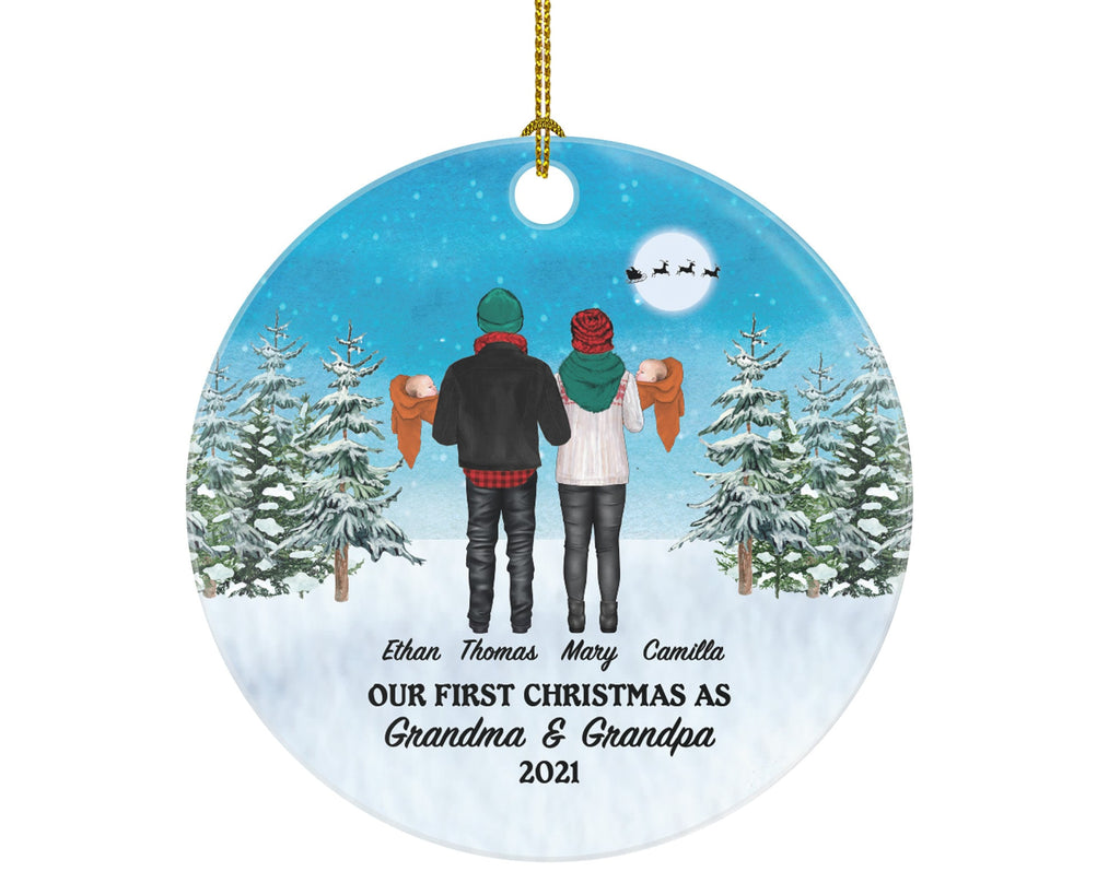 First Christmas as Grandma and Grandpa of Twins Infants Ornament - As New Grandparents of Newborn Infant Twin Babies Gift