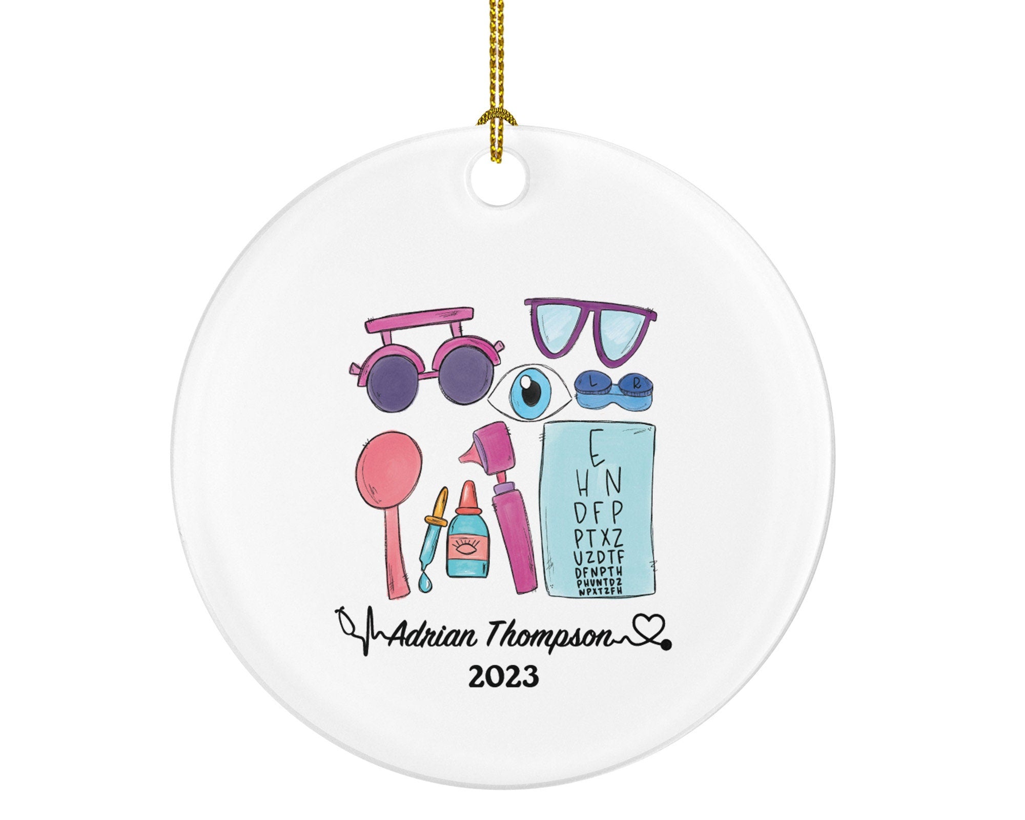 Optometrist Christmas Ornament Personalized - Eyes Seeing Doctor Visual System Gift Graduation Appreciation Gift for Female or Male