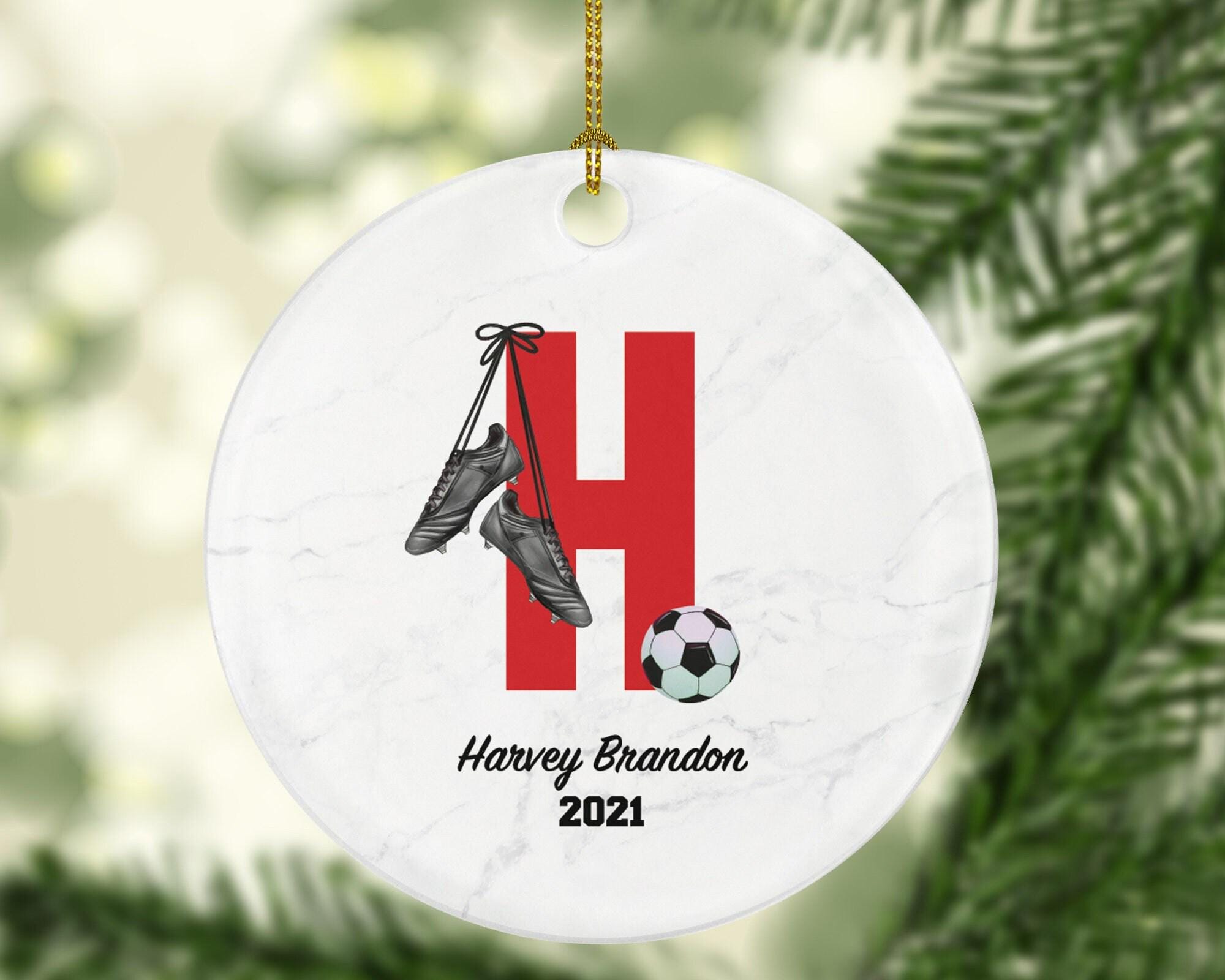 Soccer Playing Letter Christmas Ornament - Goal Keeper Saver Coach Team Player Gamer Sports Match Senior Custom Ball Cup Champion