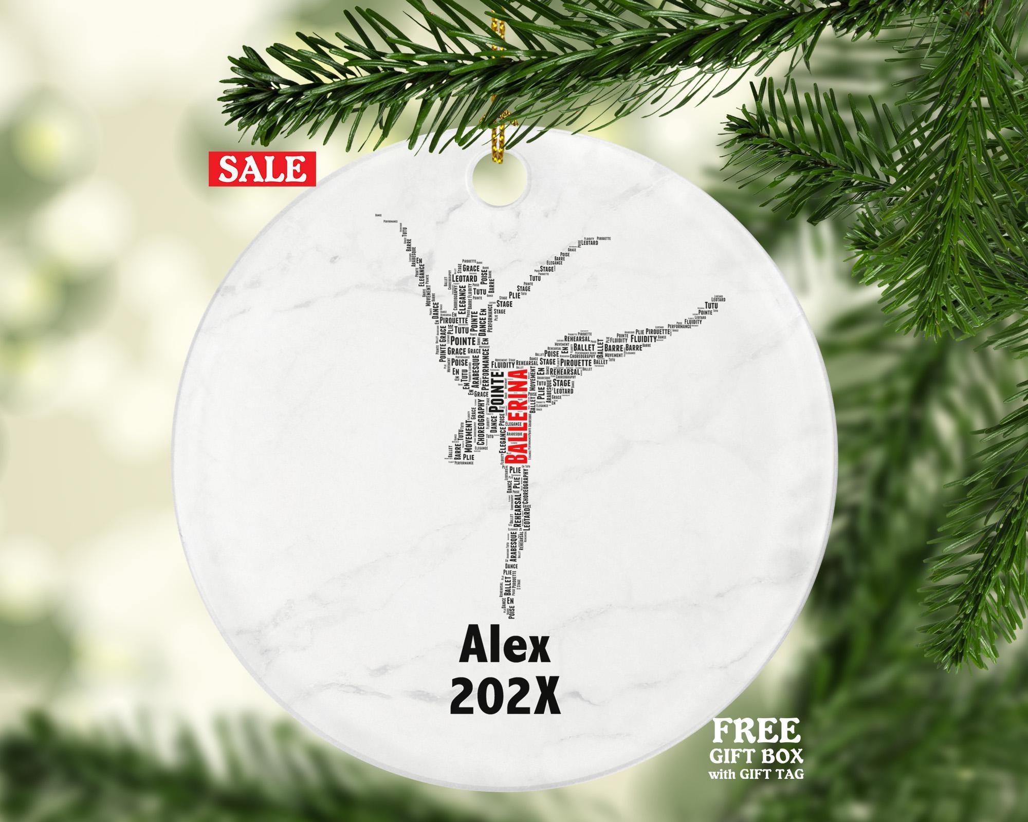 Personalized Ballerina Christmas Ornament – Ballet Dancer Gift – Custom Dance Ornament – Ballet Student Holiday Keepsake