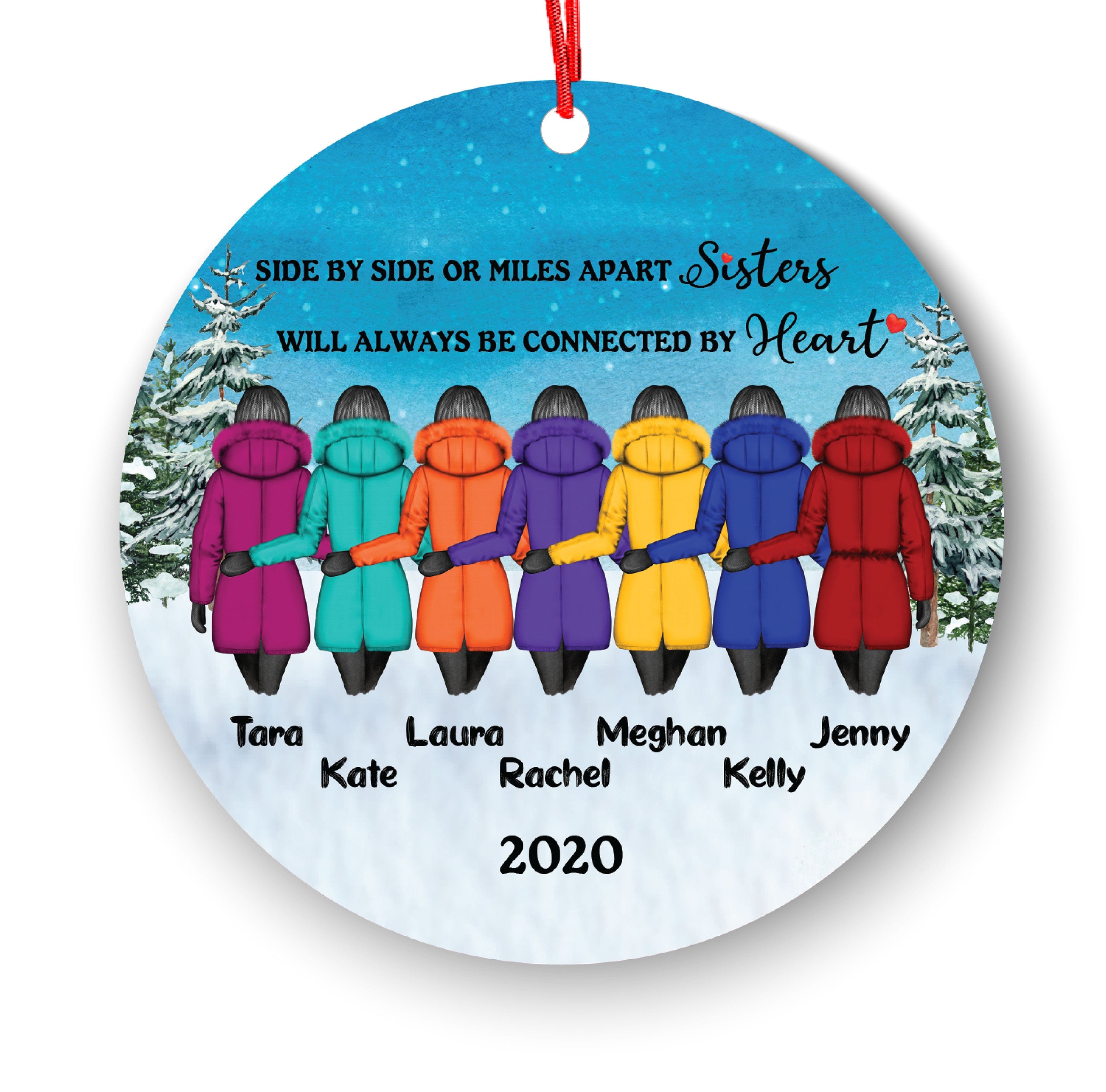 Soul Sisters for 2 3 4 5 6 7 Best Friends Christmas Ornament for Sisters Personalized BFF Gift Personalized Friend Girls Female Besties