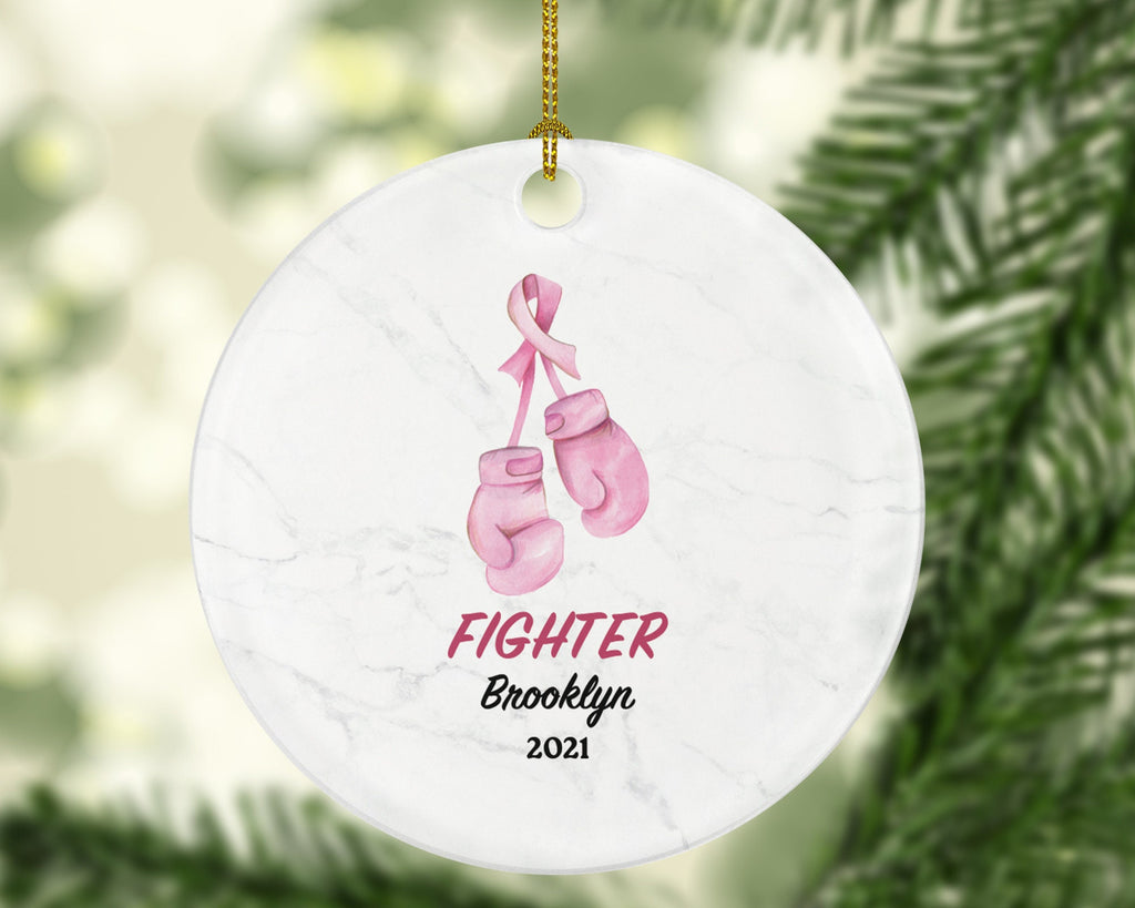 Cancer Fighter Christmas Ornament Personalized, Breast Cancer Awareness, Cancer Survivor Gift