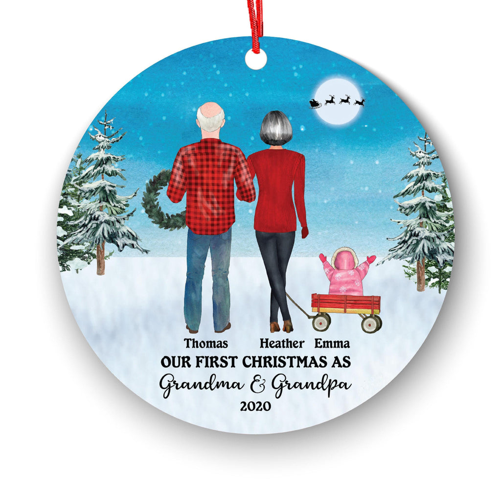 New Grandma & Grandpa Ornament, Personalized Baby Portrait (3-inch Ceramic)