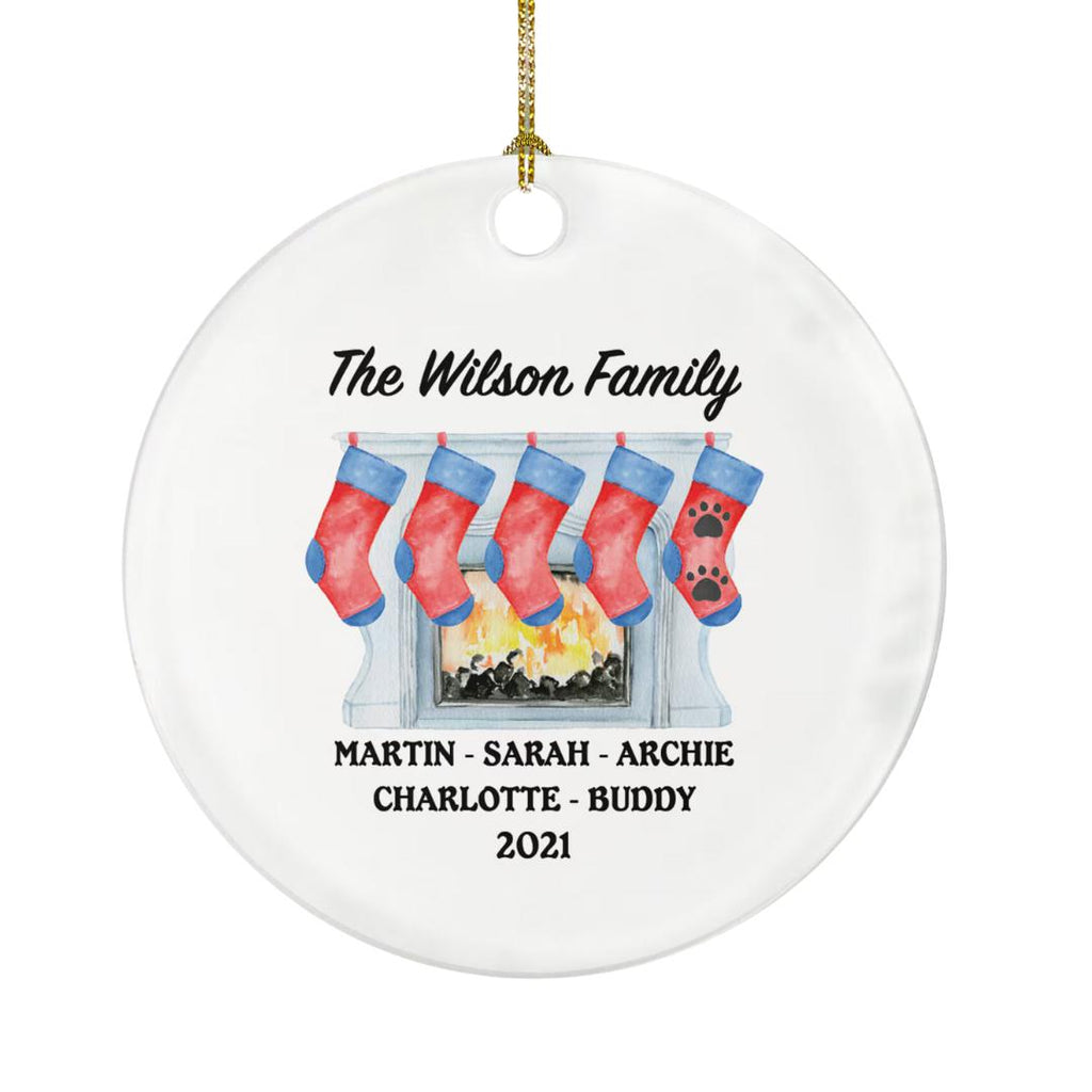 Fireplace Mantel Stockings Family Personalized Christmas Ornament Customized Holiday Gift Custom Names Family of 3 4 5 6