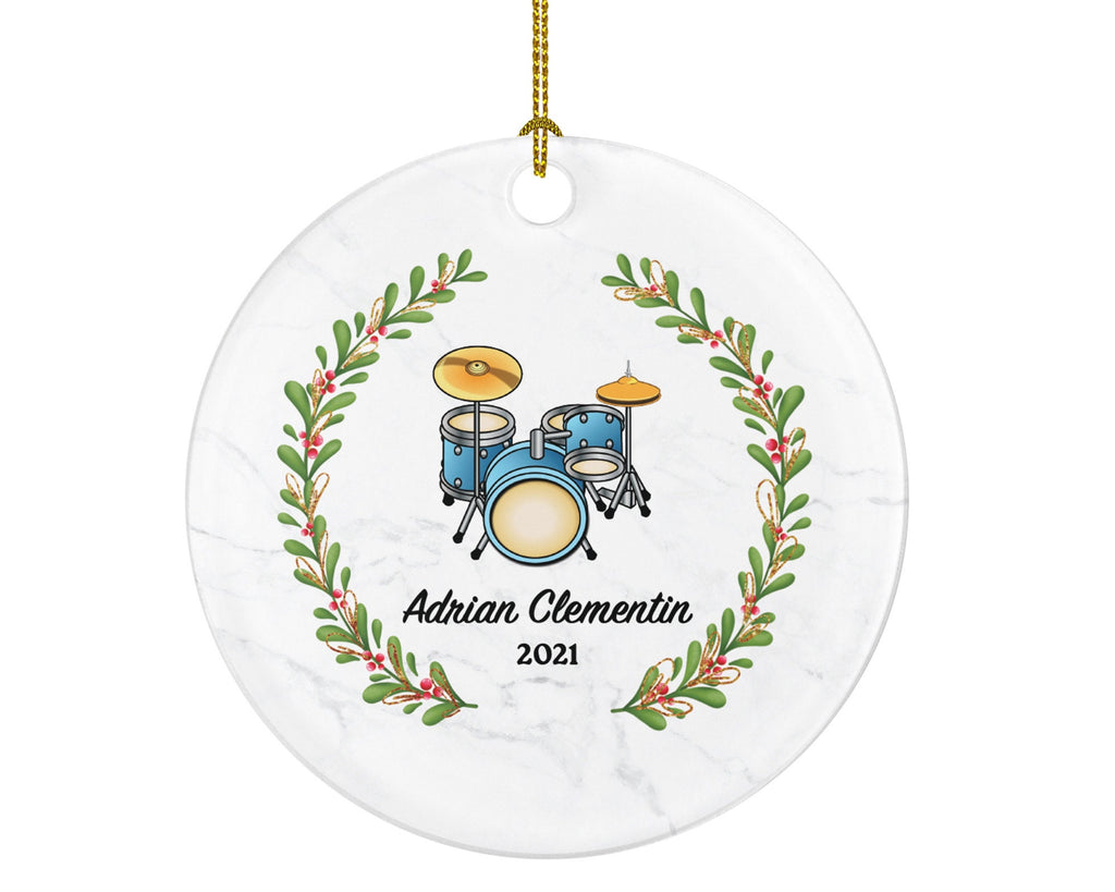Drum Set Christmas Ornament Personalized - Musical Instrument Drum Set Player Gift for Drums Player - Custom Name Year