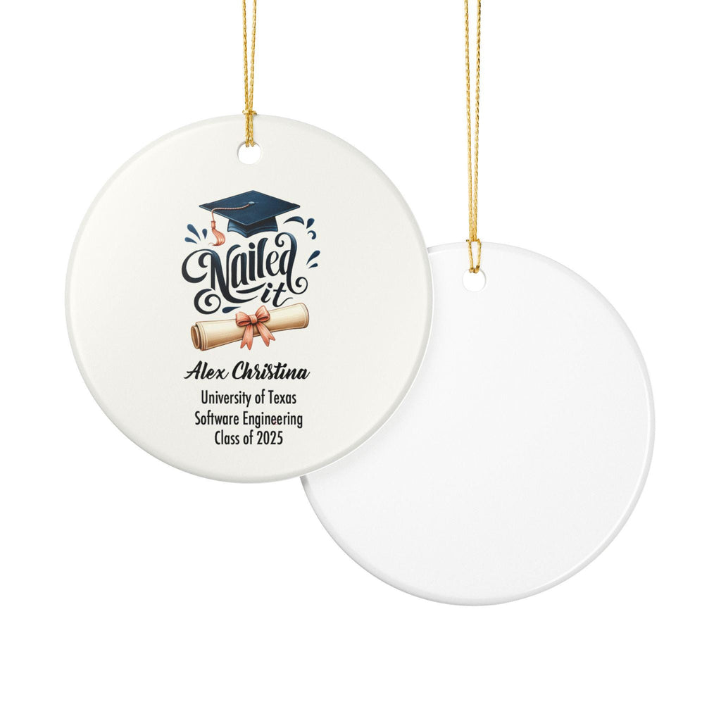 Nailed It Graduation Ornament 2025 Personalized Grad Gift Custom Name Cap and Diploma Funny Ceramic Keepsake