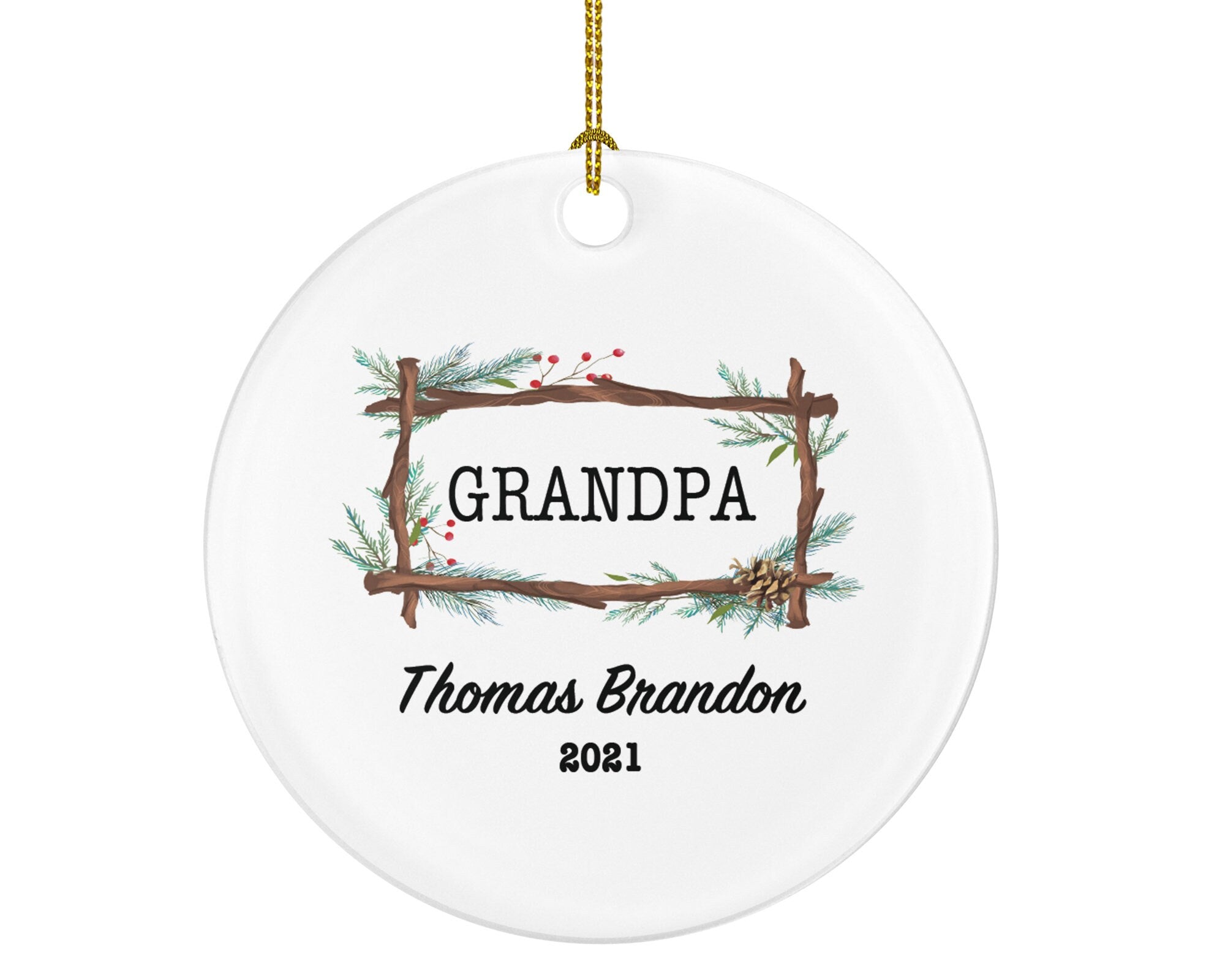 Grandpa Personalized Christmas Ornament - Best Grandpa Ever Custom Gift / G-pa gift from Grandchild