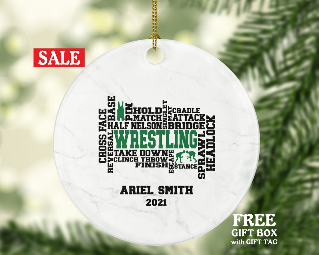 Wrestling Christmas Ornament Personalized - Wrestling Team Custom Gift - Wrestler Ornament