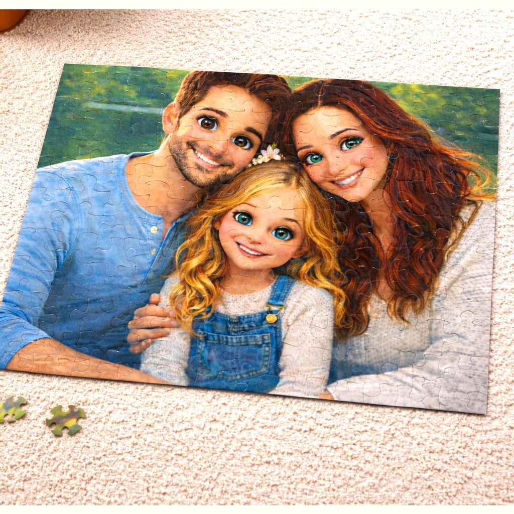 Custom Cartoon Puzzle From Photo - Jigsaw Puzzles from Picture - 120 Pieces - Gift for Couples, Families, Friends & Relatives