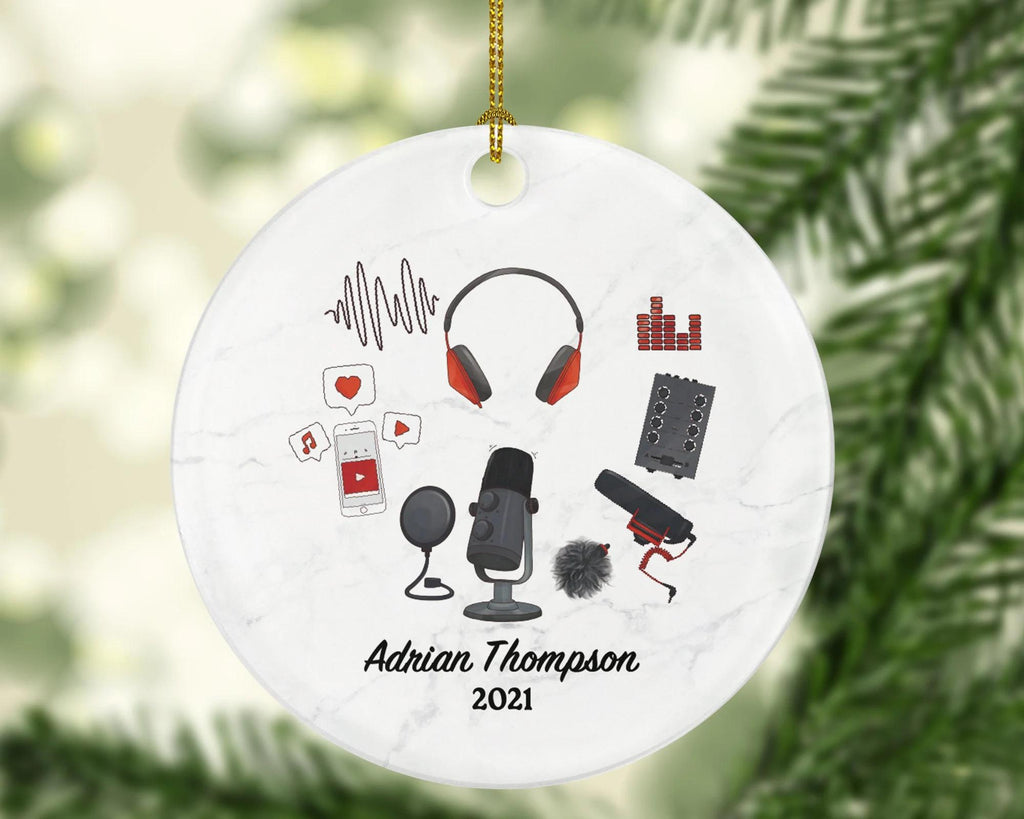 Podcast Social Media Influencer Content Creator Christmas Personalized Ornament - Friends Followers Subscribers Blogger