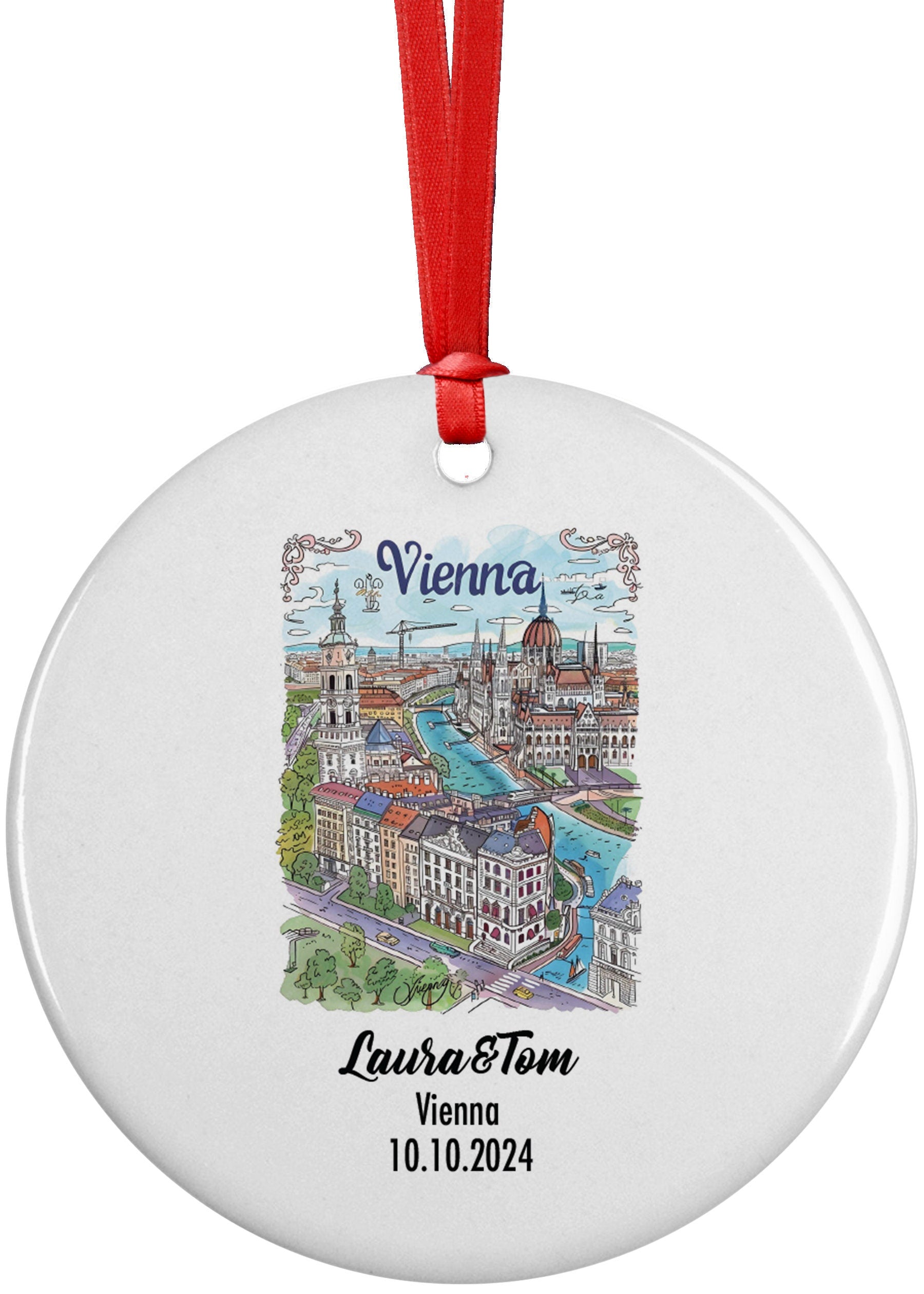 Vienna, Austria, Ornament, Engagement, Married, Travel, Gift for Engaged Couple, Engagement Gift, Trip, Vacation Souvenir