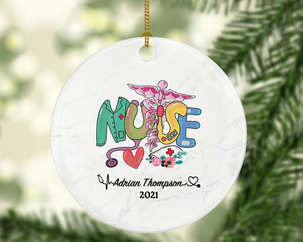 Nurse Christmas Ornament Personalized - Nursing Registered Nurse Health Worker Gift from Patient for Nurse RN Custom Medical