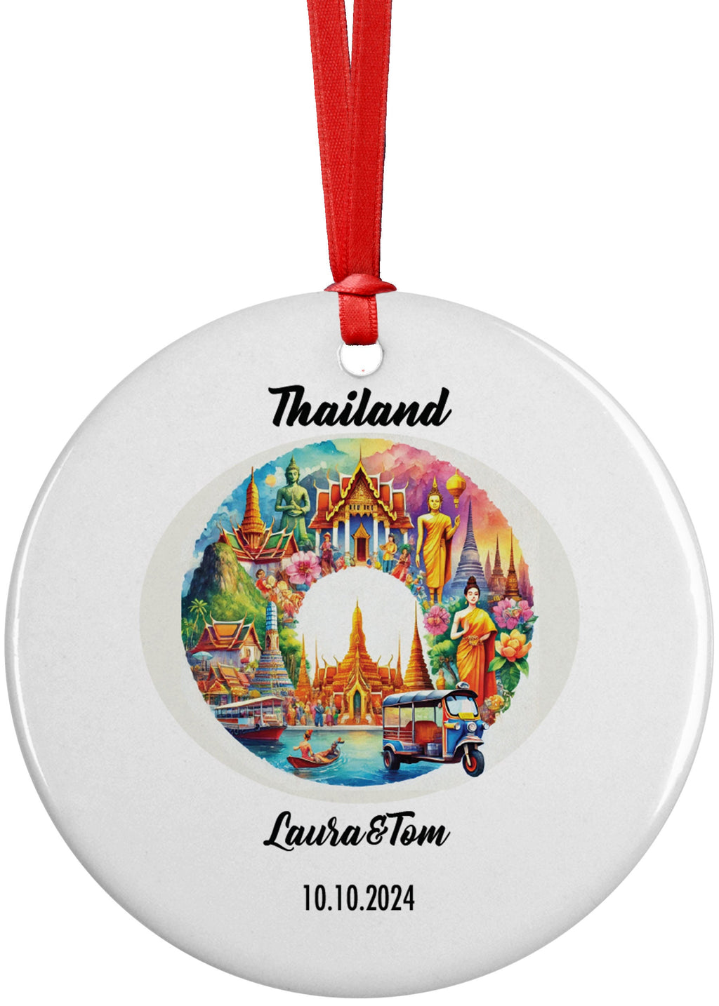 Thailand Ornament, Engagement, Married, Travel, Gift for Engaged Couple, Engagement Gift, Trip, Vacation Souvenir