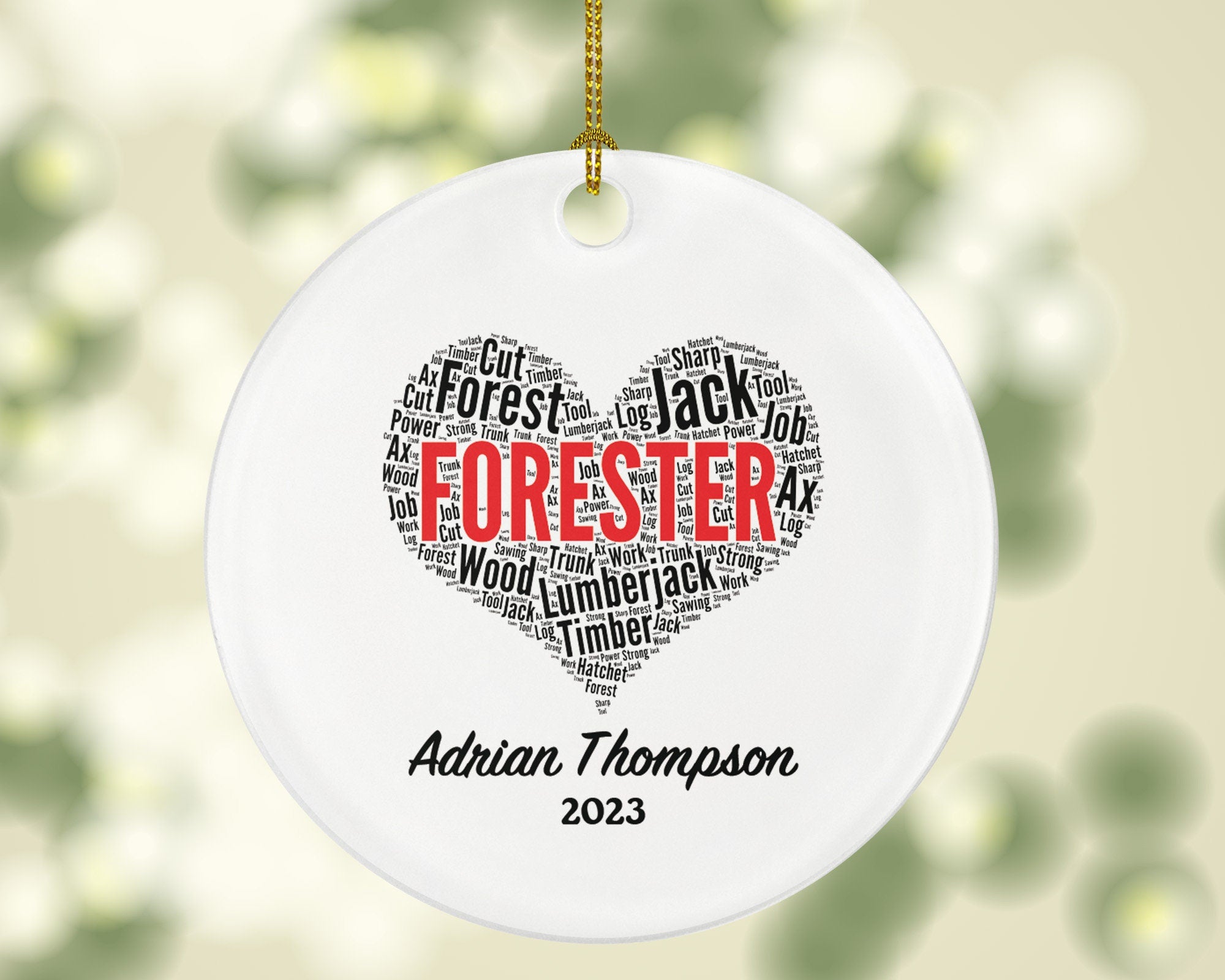 Forester Christmas Ornament Personalized - Forest Job Gift with Name Custom