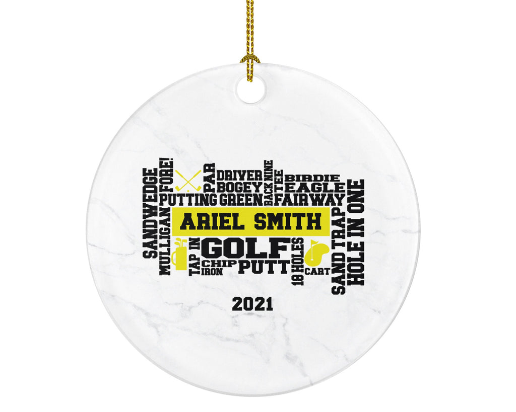 Golf Player Gamer Ball Golfer Golfing Custom Ornament - Personalized Boys Senior Christmas Sports Gift Name Date