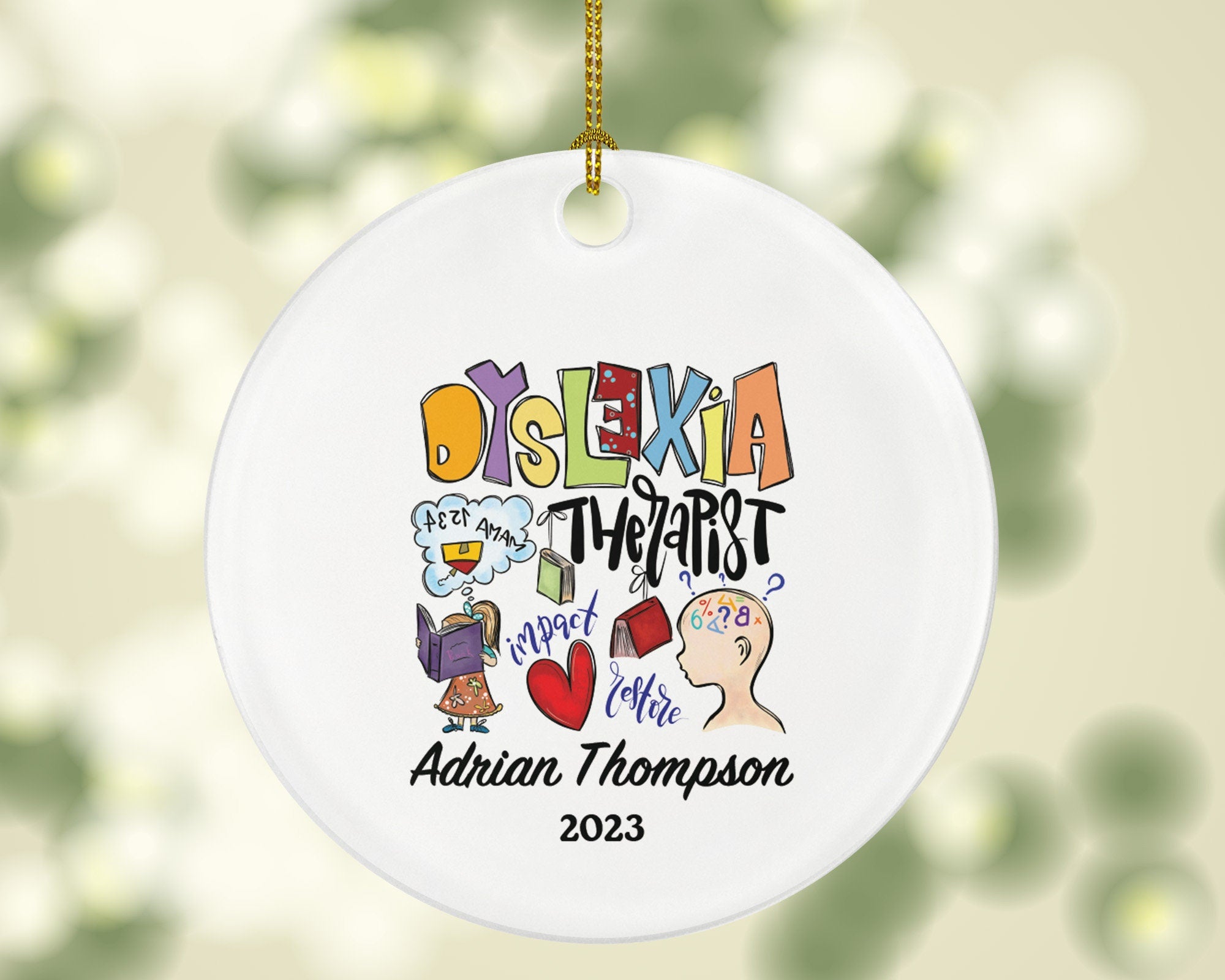 Dyslexia Therapist Christmas Ornament Personalized - Health Worker Gift