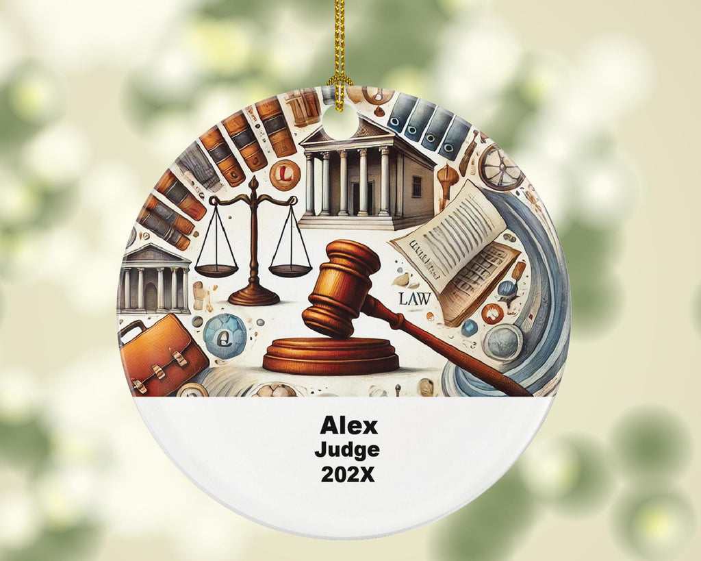 Personalized Judge Ornament – Custom Law Gift – Court and Justice Ornament with Name and Year