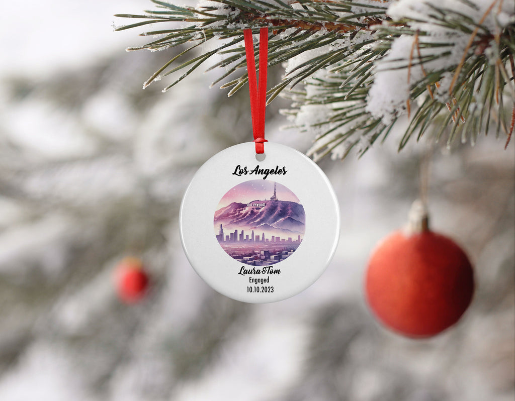 Los Angeles Ornament, Engagement, Married, Travel, Gift for Engaged Couple, Engagement Gift, Trip, Vacation Souvenir