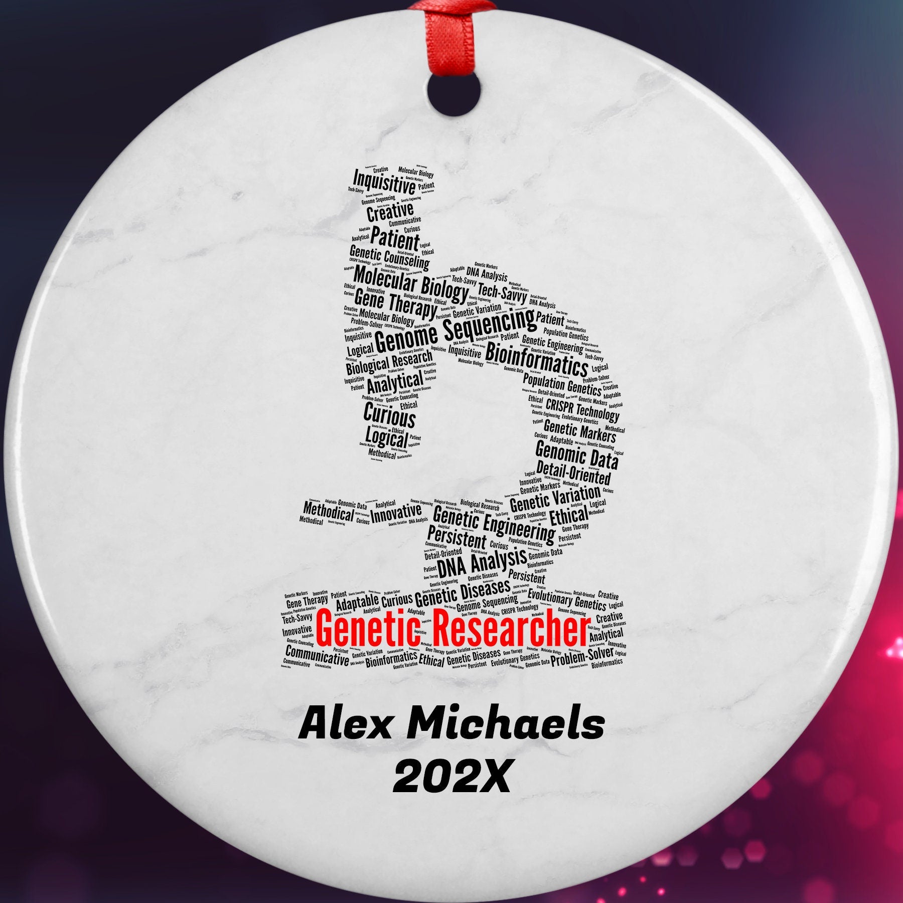 Genetic Researcher Personalized Christmas Ornament