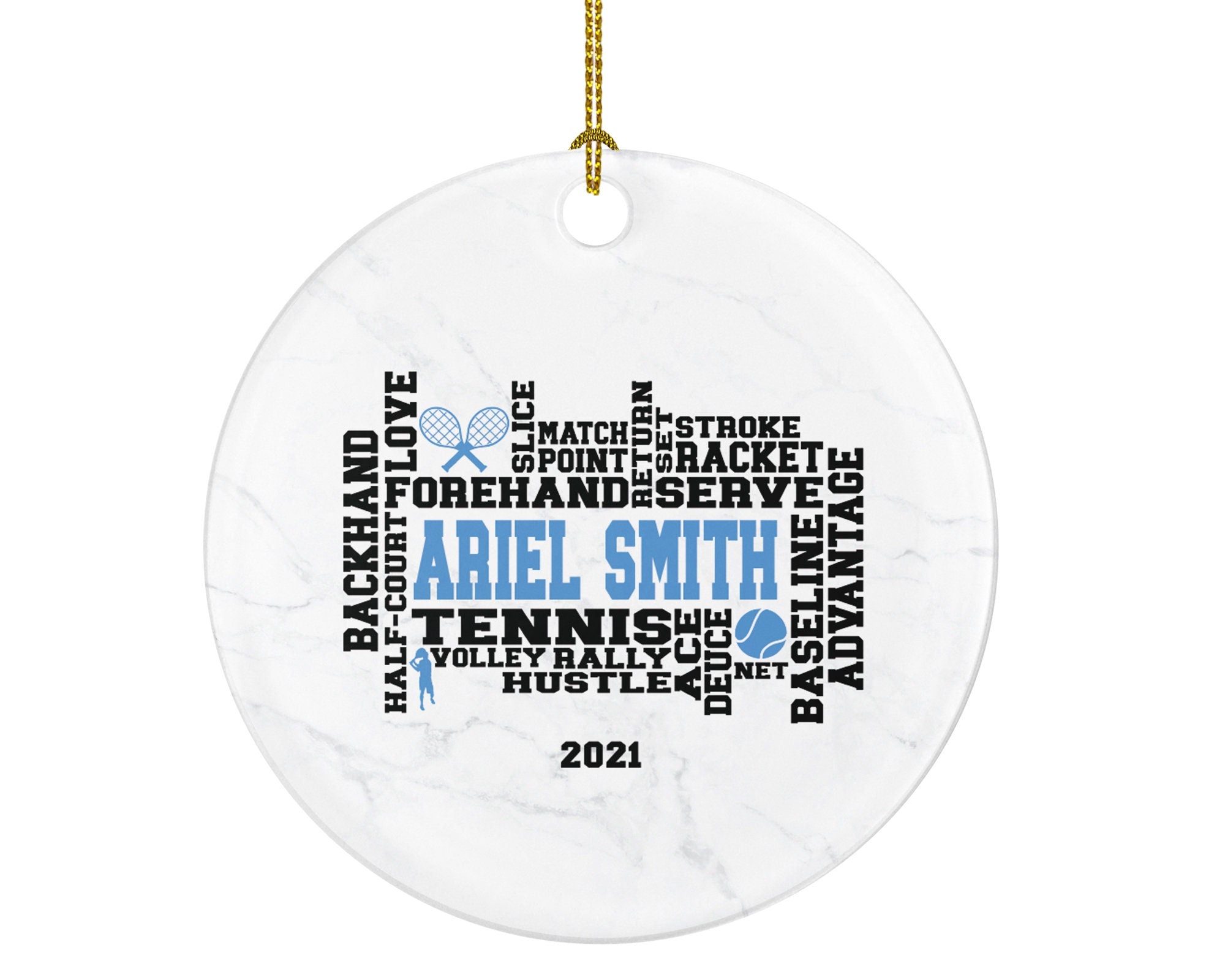 Tennis Player Gamer Christmas Ornament - Personalized Sports Custom Name Gift Coach Team Hobby Fan Gift