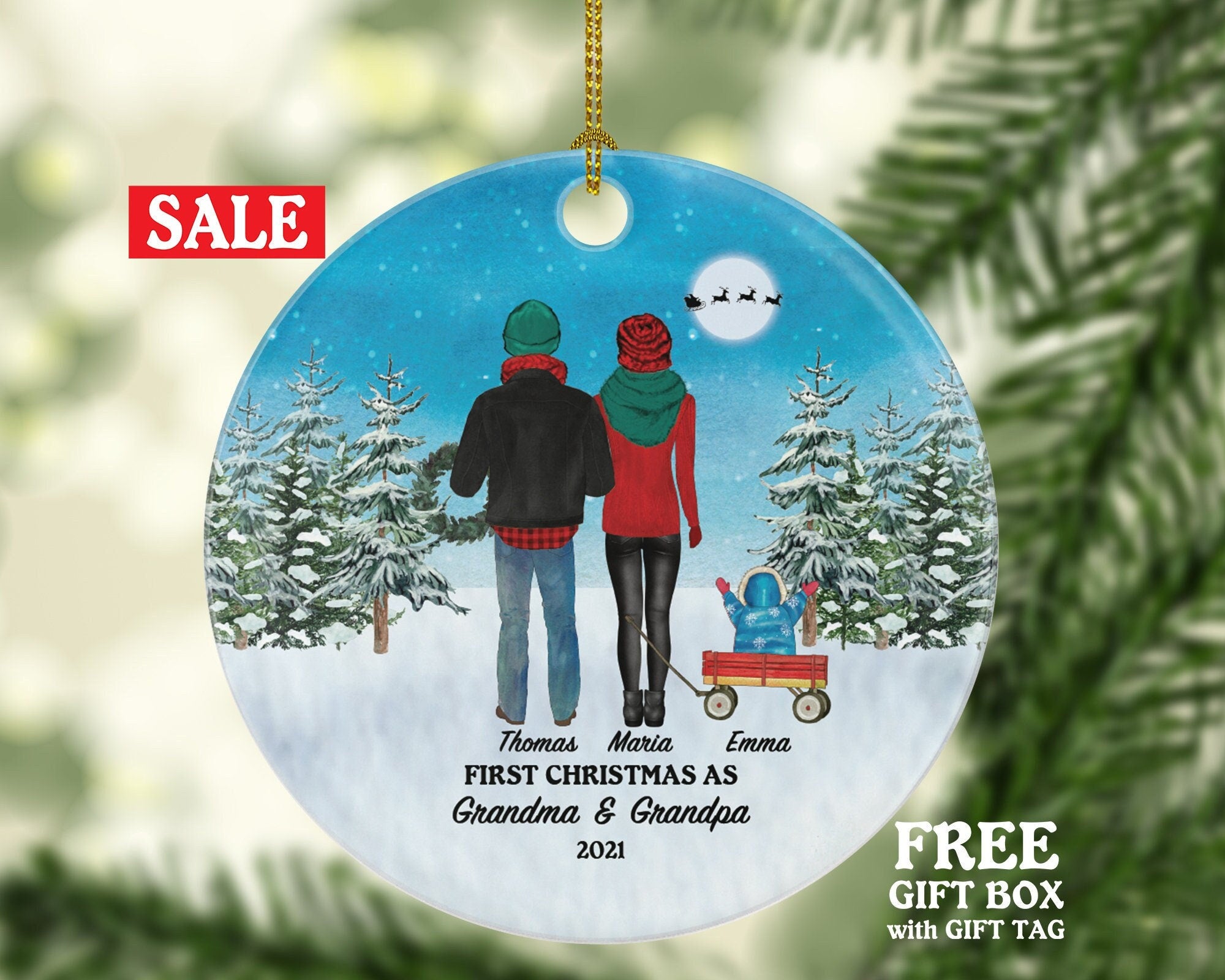 Grandparents First Christmas Ornament Personalized, First Christmas As Grandparents Ornament, New Grandparents Gift
