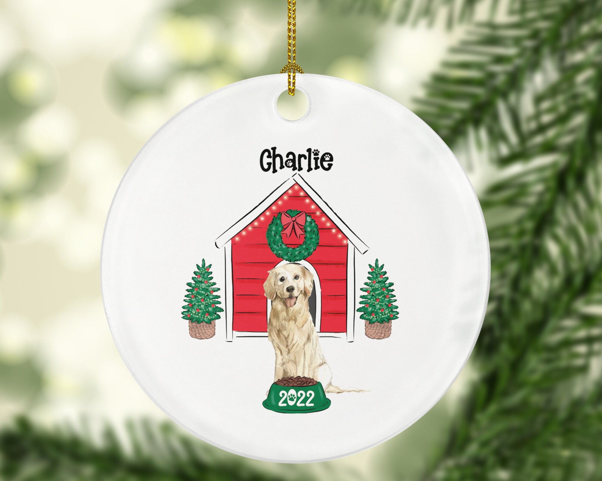 Dog with House Personalized Christmas Ornament Custom Pet Lover Owner Gift Fur Holiday Ornament Rescue