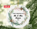 First Christmas as Mr & Mrs Married Couple Christmas Ornament Personalized - Newlywed Mr. and Mrs. Wedding Gift