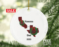 Long Distance Miles Apart Christmas Ornament Personalized, Family, Cousins, Mom, Dad, Grandparents, Sister, Relationship, Any State in USA