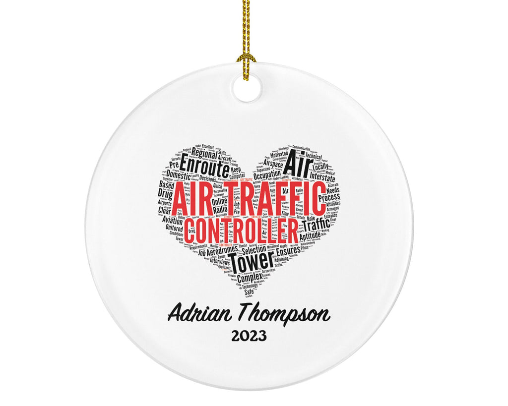 Air Traffic Controller Ornament Personalized - Word Art Christmas Gift for a Air Traffic Controller Custom Name