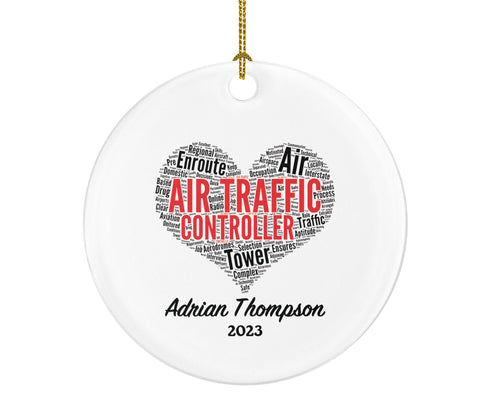 Air Traffic Controller Ornament Personalized - Word Art Christmas Gift for a Air Traffic Controller Custom Name