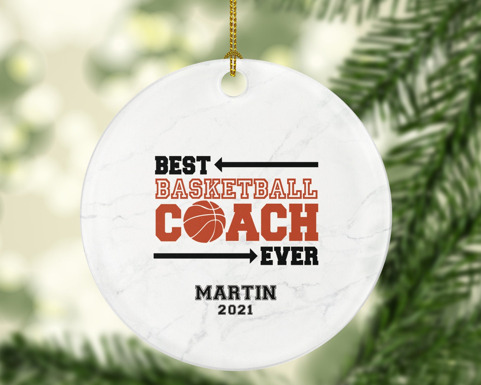 Basketball Coach Christmas Ornament Personalized - Custom Gift for Basketball Team Coach Gamer Sports Hobby Occupation Decorations