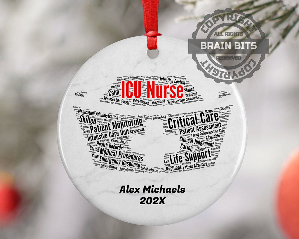 Intensive Care Unit ICU Nurse Personalized Christmas Ornament