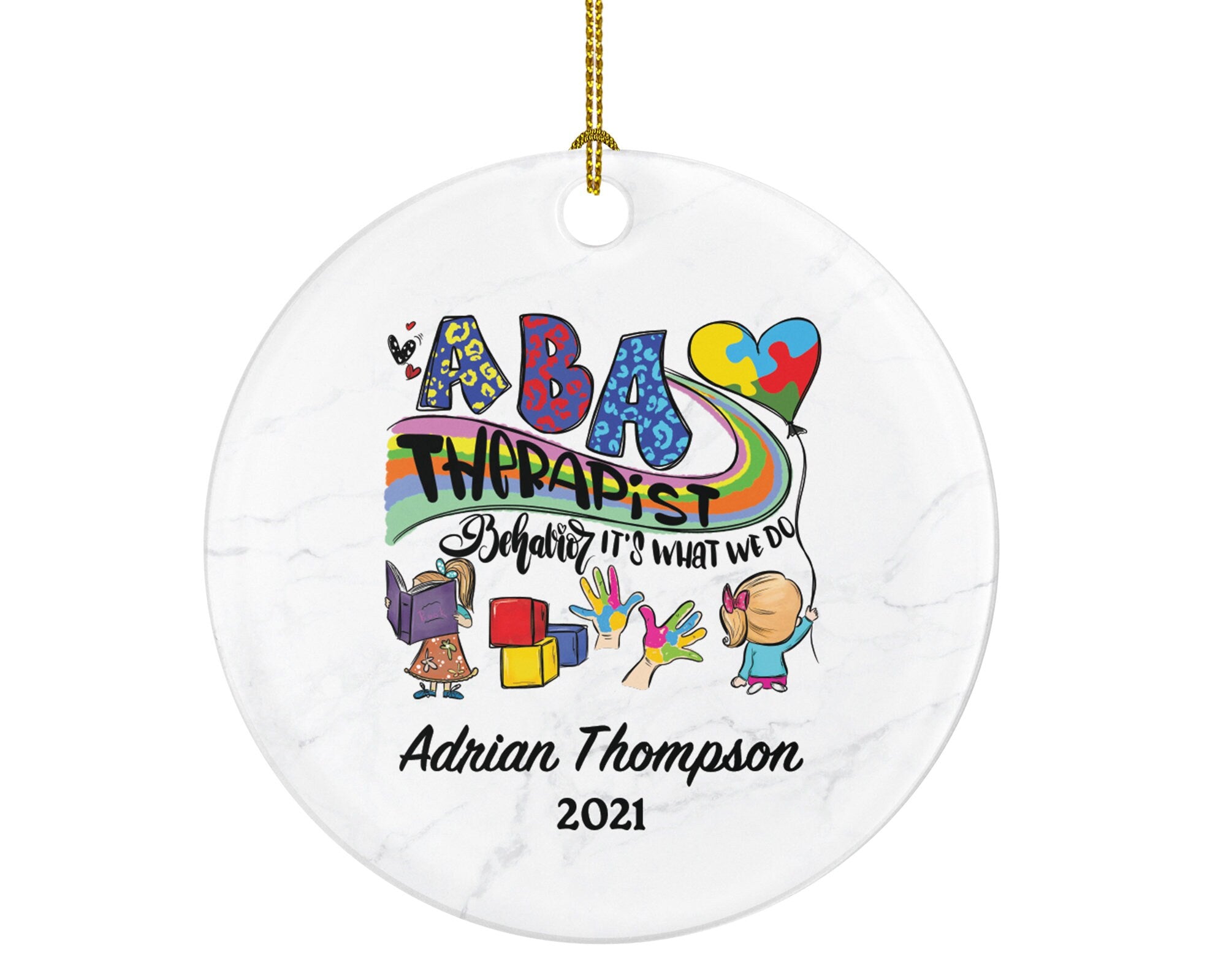 Applied Behavior Analysis ABA Therapist Christmas Ornament Personalized - Behavior Develops Treatment Planner - Autism Therapist Gift