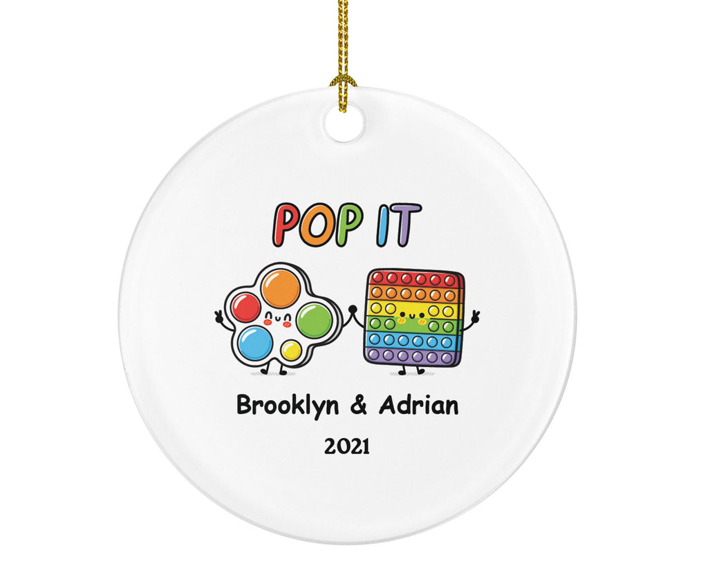 Poppit Toy Ornament for 2, Kids Toy Pop It Fidget Toy Personalized Christmas Gift, Poppit Lover - Friends or Couples Ornament