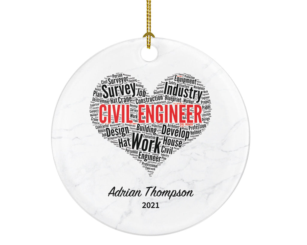 Civil Engineer Christmas Ornament Personalized, Civil Engineer Custom Gift